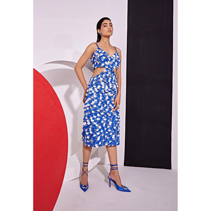 Vidhi Wadhwani Blue Disco Circle Applique Side Cut Out Dress