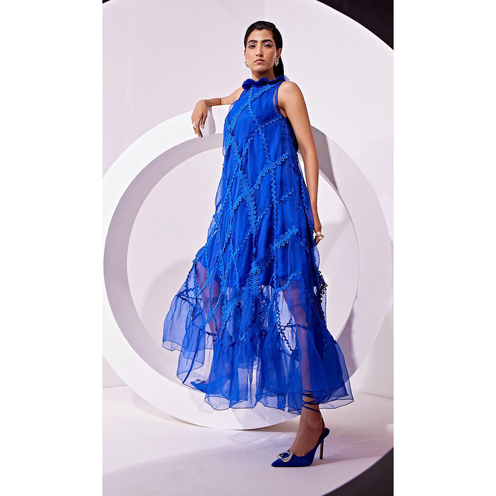 Vidhi Wadhwani Blue Irina Trapeze Dress with Inner (Set of 2)