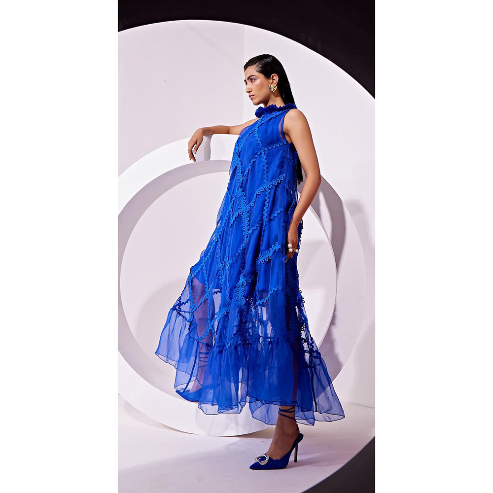 Vidhi Wadhwani Blue Irina Trapeze Dress with Inner (Set of 2)