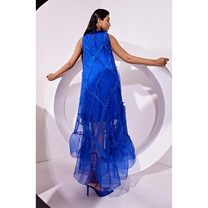 Vidhi Wadhwani Blue Irina Trapeze Dress with Inner (Set of 2)
