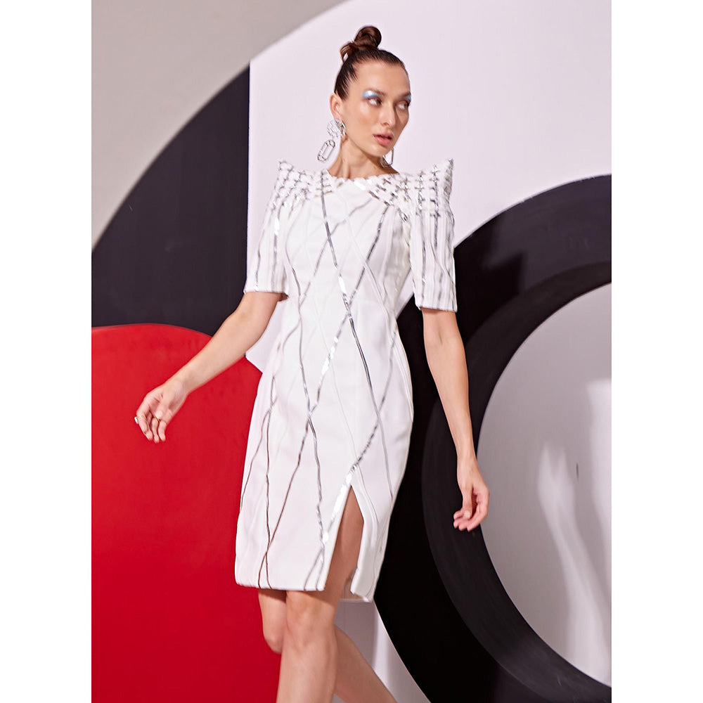 Vidhi Wadhwani White Alpha Metallic Dress