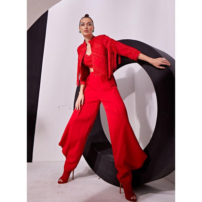 Vidhi Wadhwani Red Mimi Co-Ord (Set of 3)