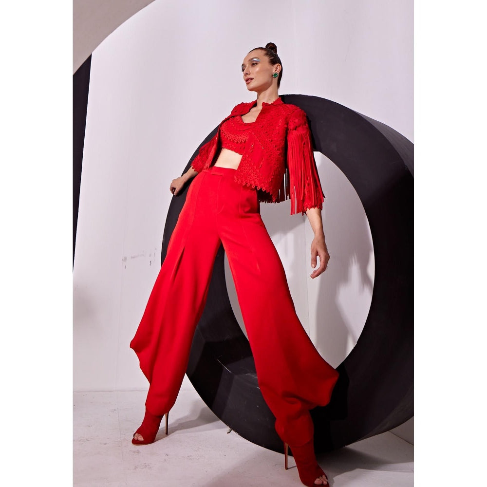 Vidhi Wadhwani Red Mimi Co-Ord (Set of 3)