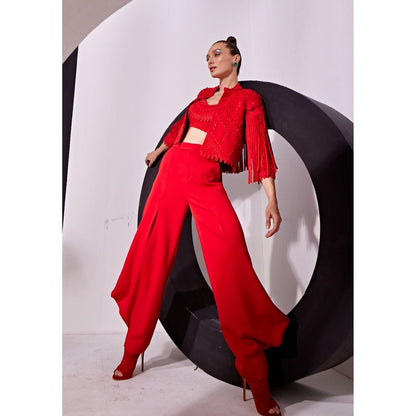 Vidhi Wadhwani Red Mimi Co-Ord (Set of 3)