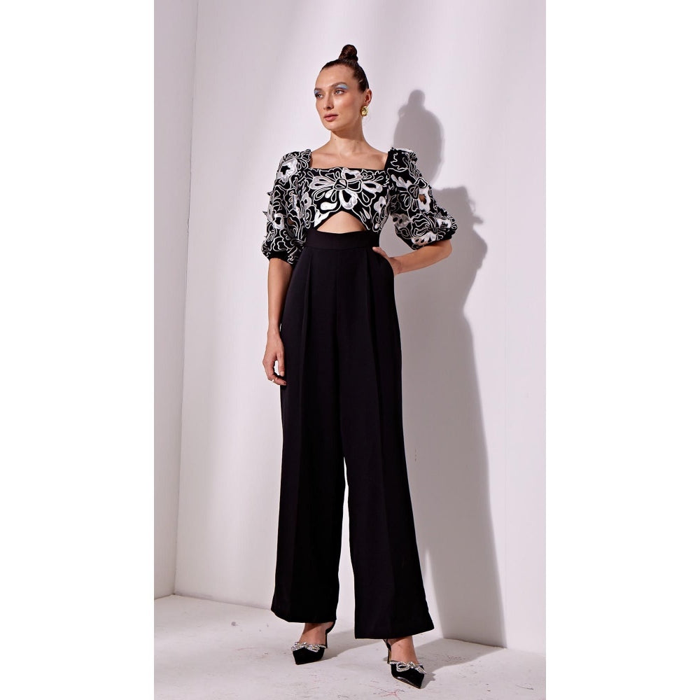 Vidhi Wadhwani Black Hira Embroidered Jumpsuit
