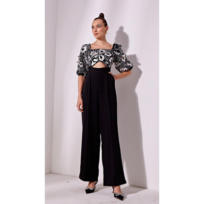 Vidhi Wadhwani Black Hira Embroidered Jumpsuit