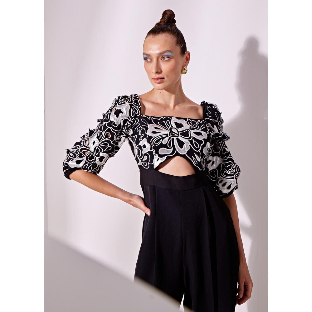 Vidhi Wadhwani Black Hira Embroidered Jumpsuit