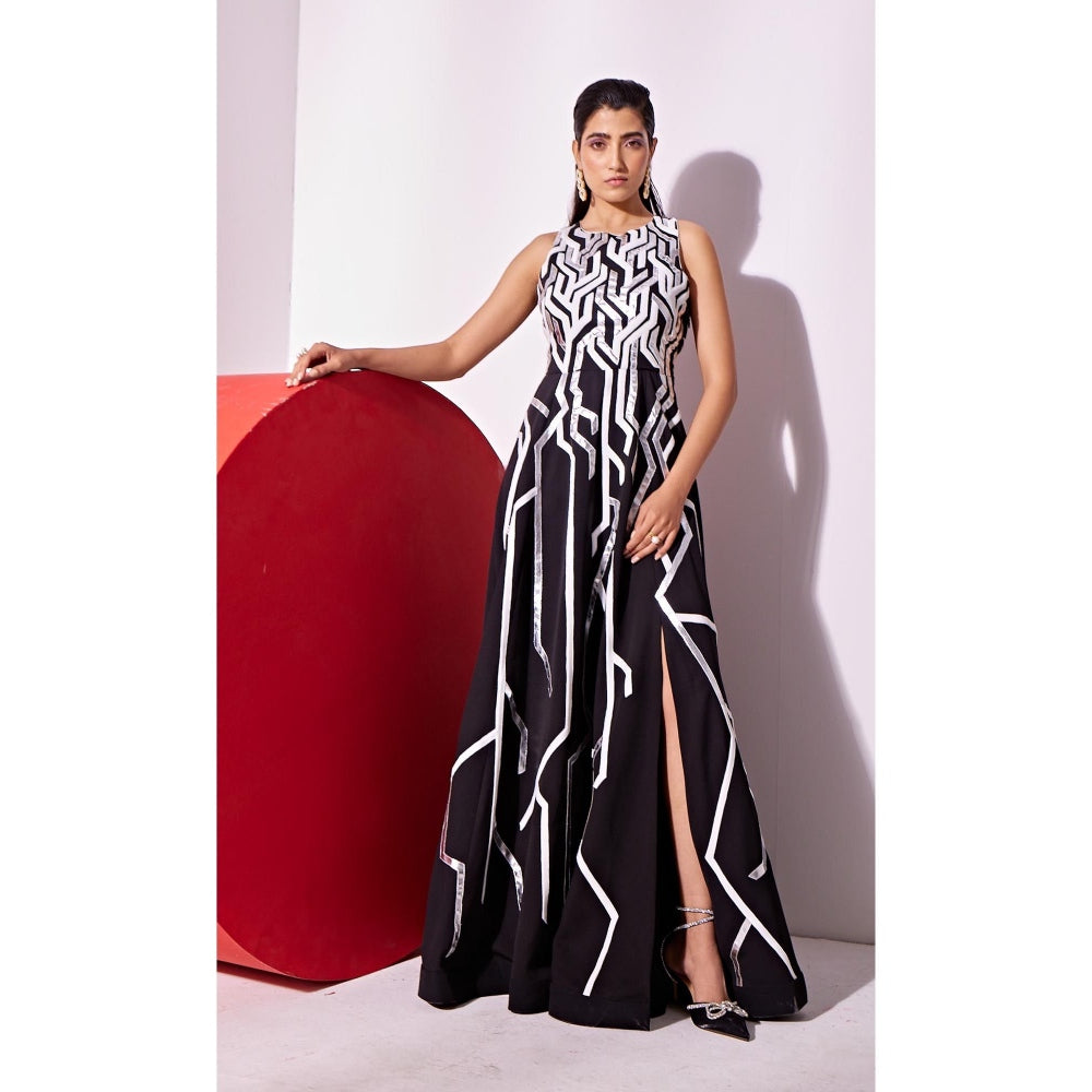 Vidhi Wadhwani Black Sphinx Gown