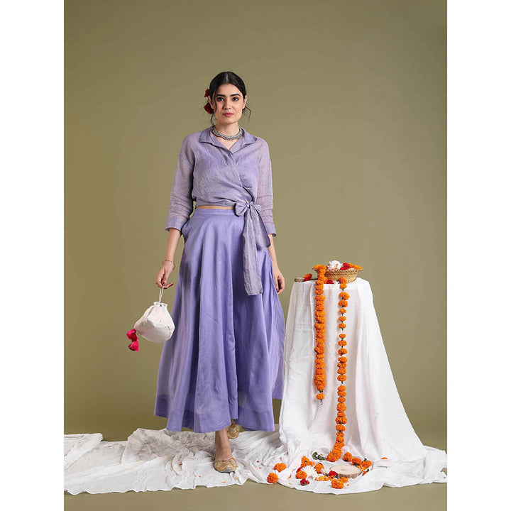 Vinusto Lavender Tissue Wrap Top with Skirt and Belt