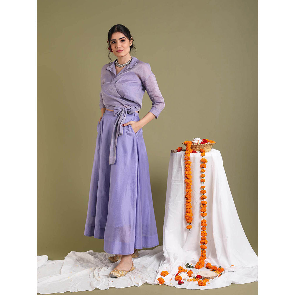 Vinusto Lavender Tissue Wrap Top with Skirt and Belt