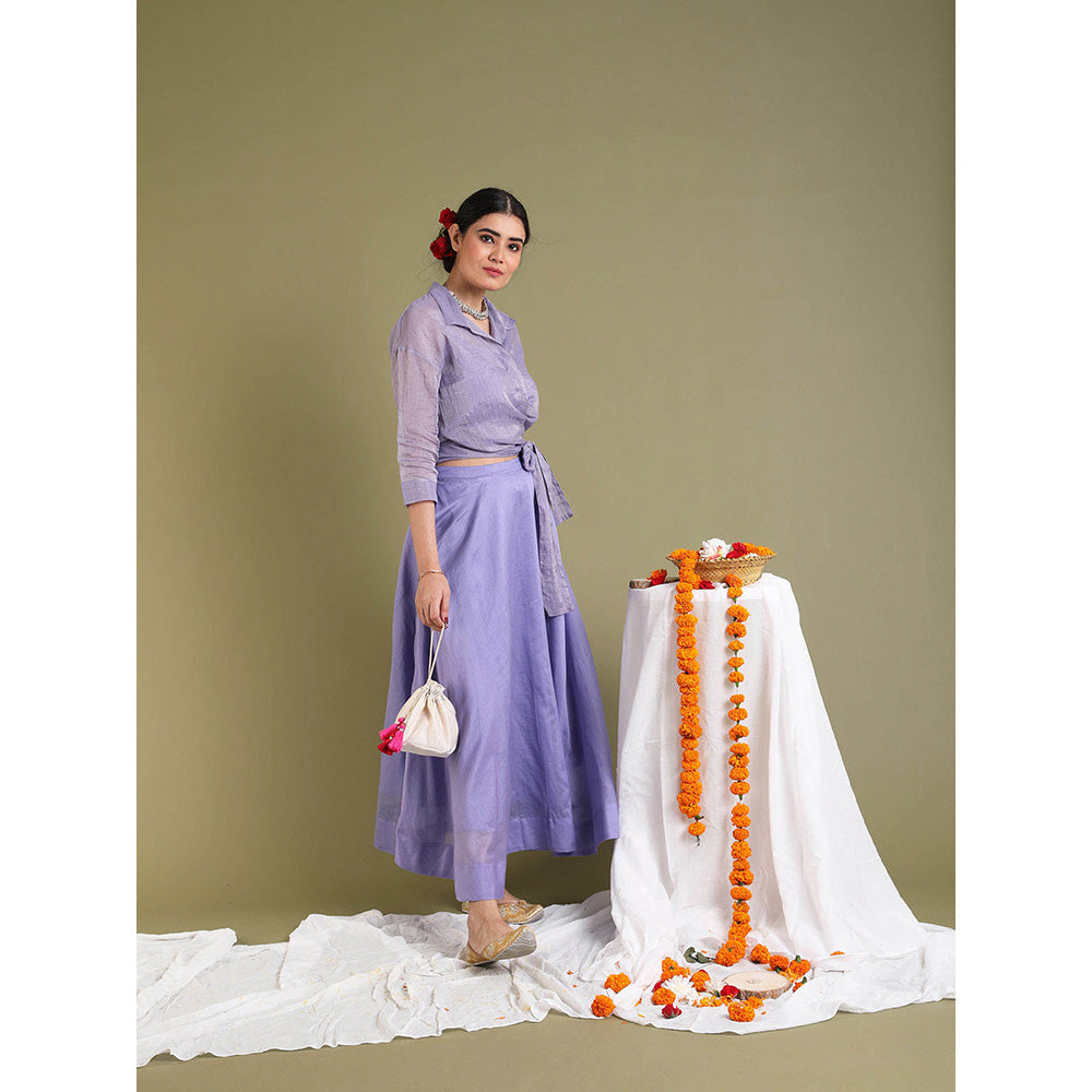 Vinusto Lavender Tissue Wrap Top with Skirt and Belt