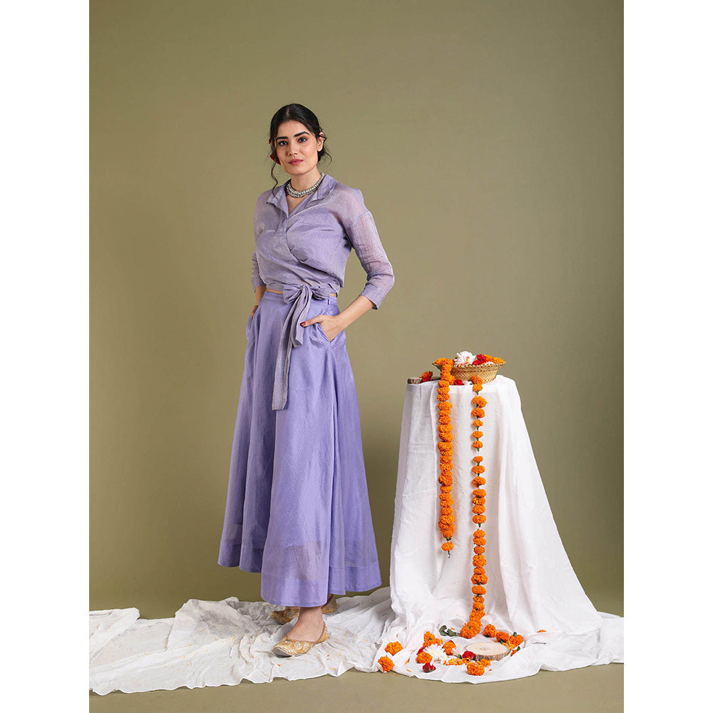 Vinusto Lavender Flared Skirt with Pocket