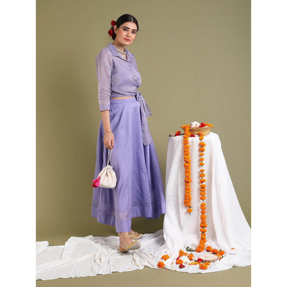 Vinusto Lavender Flared Skirt with Pocket