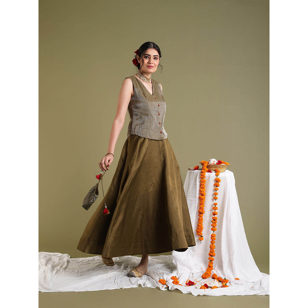 Vinusto Tabacco Brown Flared Skirt