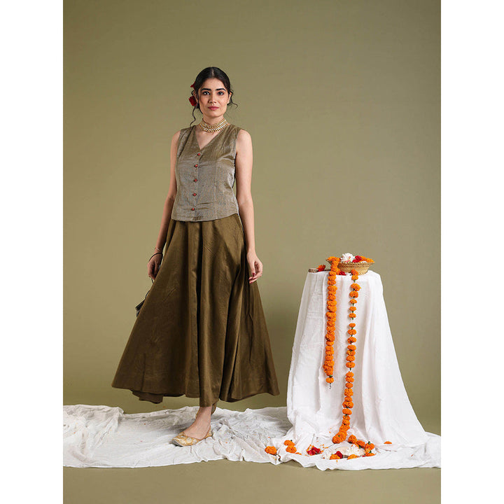 Vinusto Tabacco Brown Flared Skirt