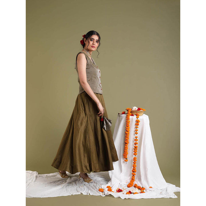 Vinusto Tabacco Brown Flared Skirt