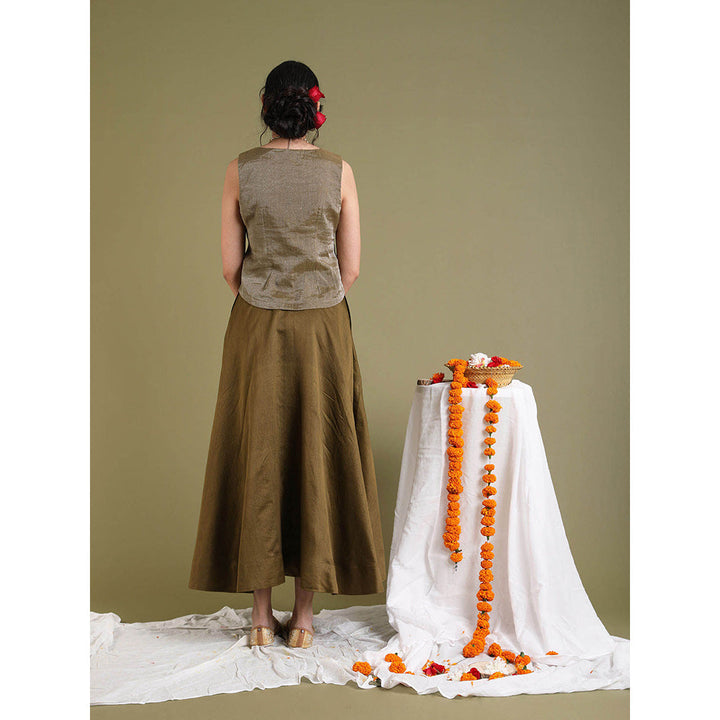 Vinusto Tabacco Brown Flared Skirt