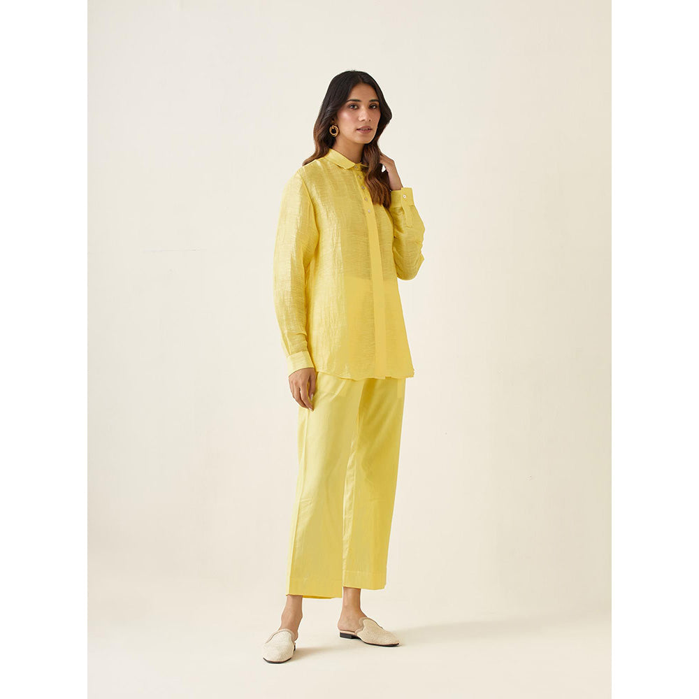 Vinusto Maize Yellow Linen Cotton Glaze Co-Ord (Set of 2)