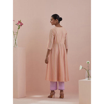 Vinusto Peach Anarkali with Pant and Dupatta (Set of 3)