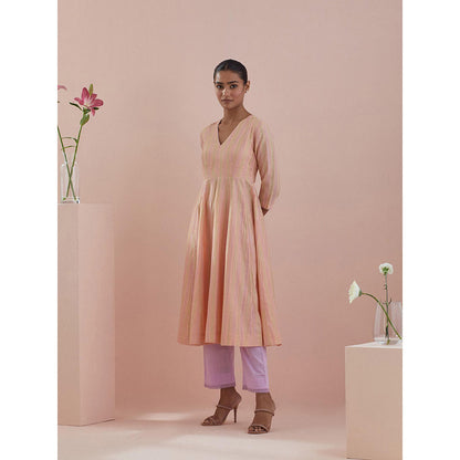 Vinusto Peach Anarkali with Pant and Dupatta (Set of 3)