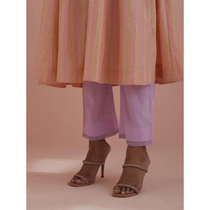 Vinusto Peach Anarkali with Pant and Dupatta (Set of 3)