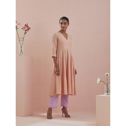 Vinusto Peach Anarkali with Pant and Dupatta (Set of 3)