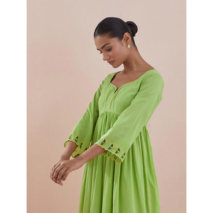 Vinusto Green Anarkali with Pant and Dupatta (Set of 3)