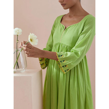 Vinusto Green Anarkali with Pant and Dupatta (Set of 3)