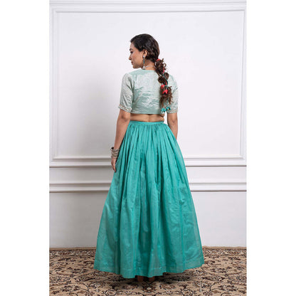 Vinusto Chanderi Embroidered Zari Blouse with Lehenga and Dupatta (Set of 3)