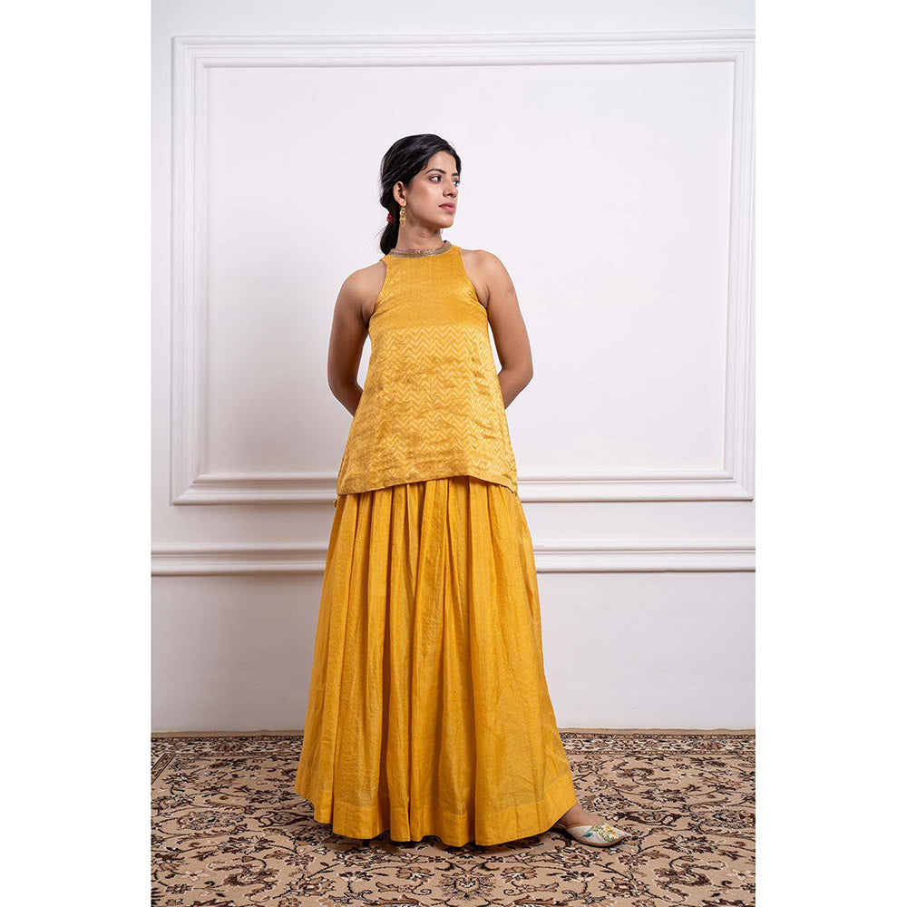 Vinusto Chanderi Handloom Skirt with Short Kurti (Set of 2)
