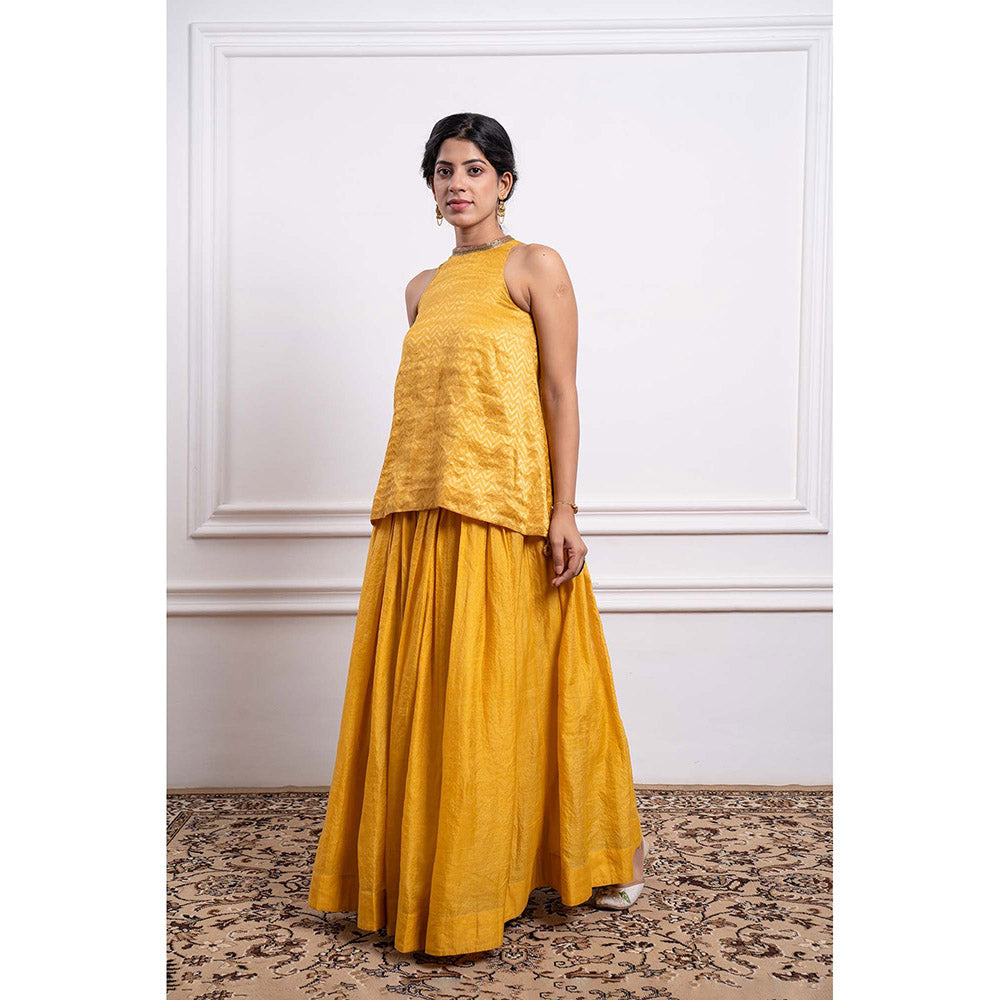 Vinusto Chanderi Handloom Skirt with Short Kurti (Set of 2)