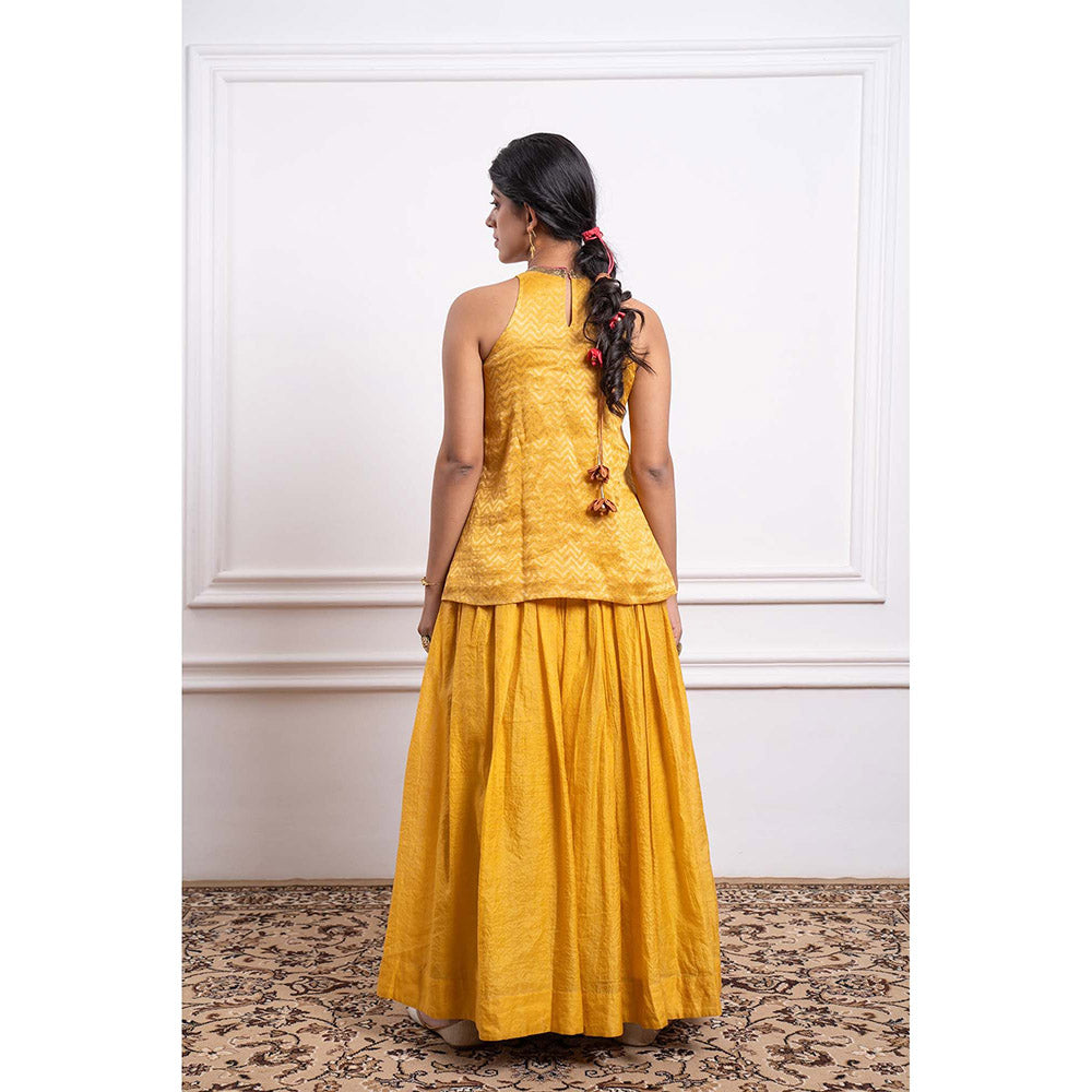 Vinusto Chanderi Handloom Skirt with Short Kurti (Set of 2)