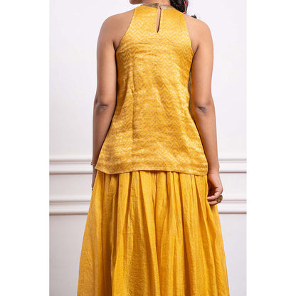 Vinusto Chanderi Handloom Skirt with Short Kurti (Set of 2)