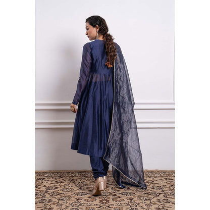 Vinusto Chanderi Embroidered Anarkali Kurta with Churidar and Dupatta (Set of 3)