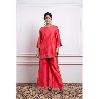 Vinusto Chanderi Embroidered Kurta and Palazzo (Set of 2)