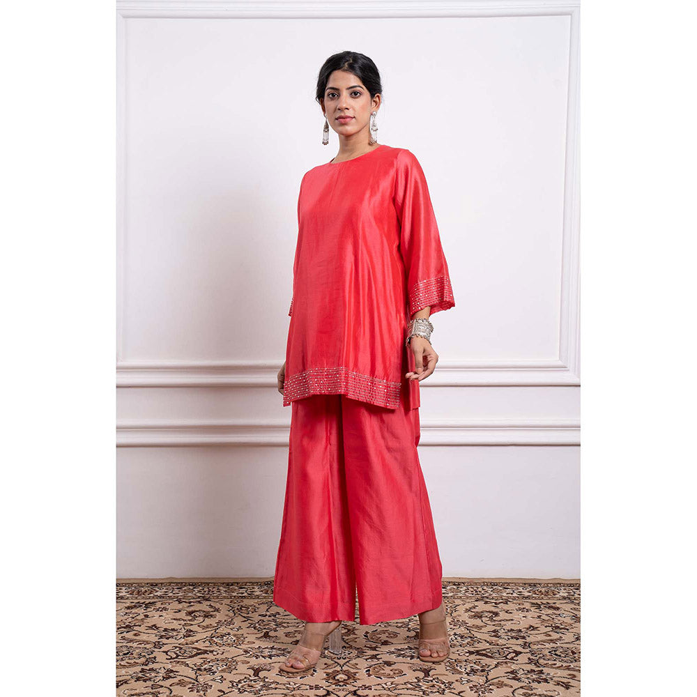 Vinusto Chanderi Embroidered Kurta and Palazzo (Set of 2)