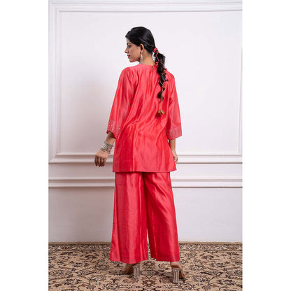 Vinusto Chanderi Embroidered Kurta and Palazzo (Set of 2)