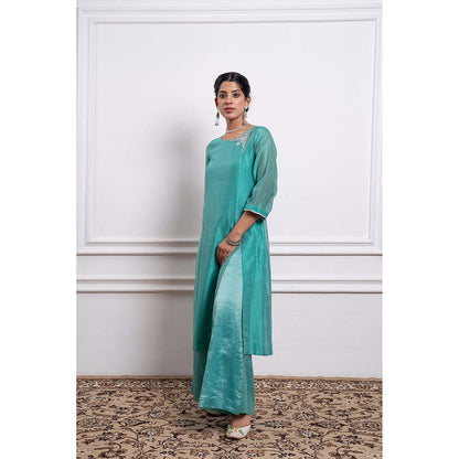 Vinusto Chanderi Handloom A-Line Kurta with Palazzo and Dupatta (Set of 3)
