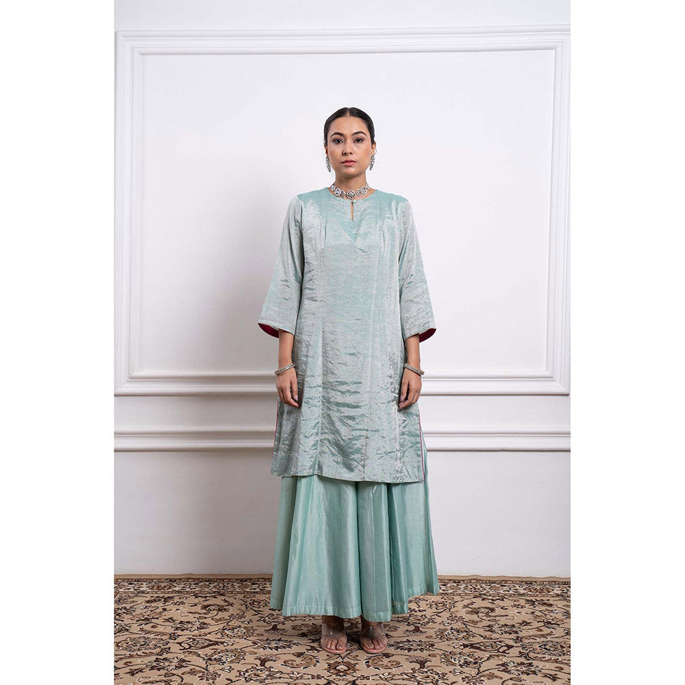 Vinusto Chanderi Handloom Kurta with Palazzo and Dupatta (Set of 3)