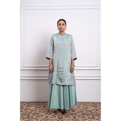 Vinusto Chanderi Handloom Kurta with Palazzo and Dupatta (Set of 3)