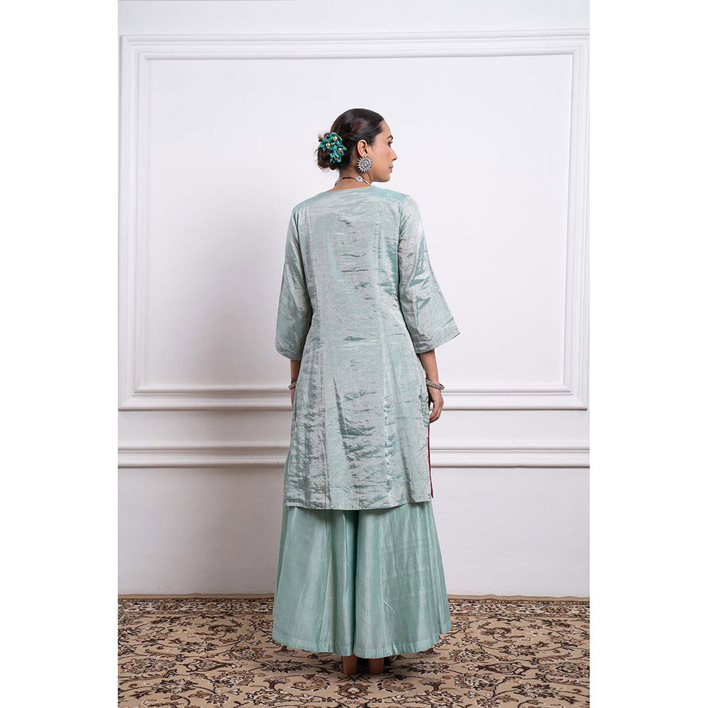 Vinusto Chanderi Handloom Kurta with Palazzo and Dupatta (Set of 3)