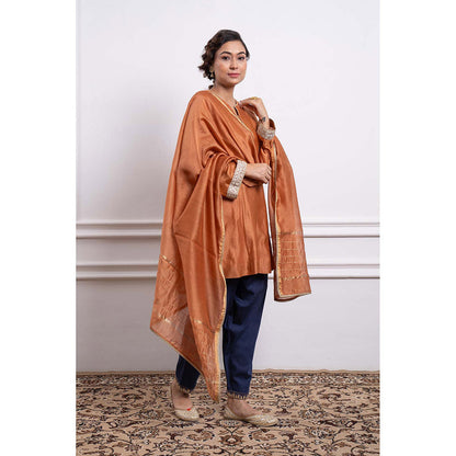 Vinusto Chanderi Zari Embroidered Kurta with Pant and Dupatta (Set of 3)