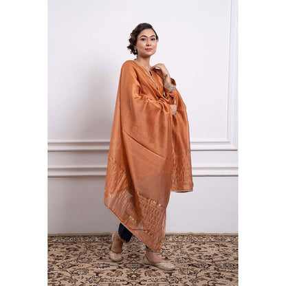 Vinusto Chanderi Zari Embroidered Kurta with Pant and Dupatta (Set of 3)