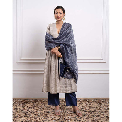 Vinusto Chanderi Handloom Zari Solid Anarkali with Pant and Dupatta (Set of 3)