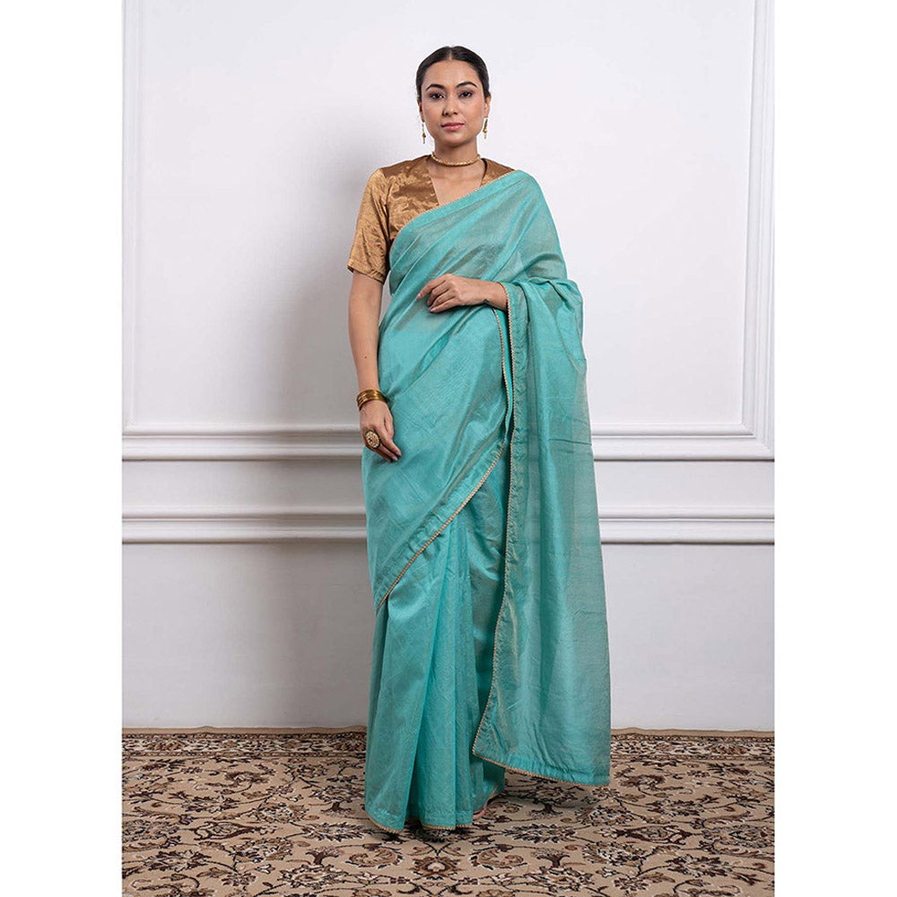 Vinusto Chanderi Zari Solid Saree and Stitched Blouse