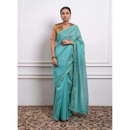 Vinusto Chanderi Zari Solid Saree and Stitched Blouse
