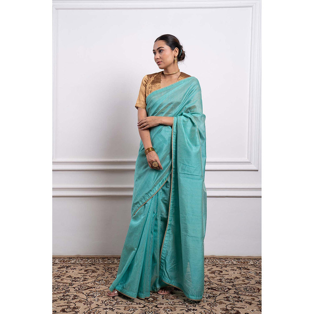 Vinusto Chanderi Zari Solid Saree and Stitched Blouse