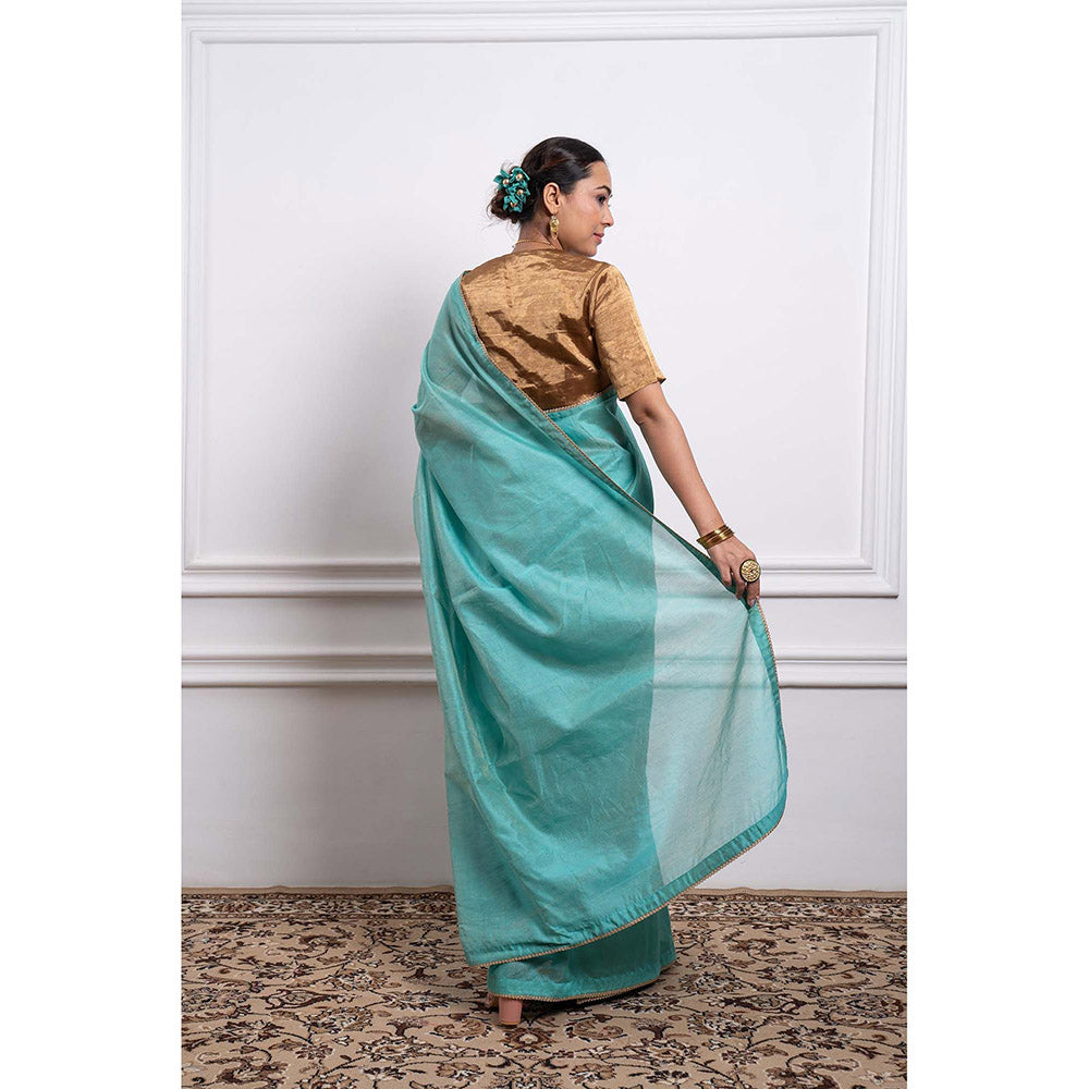 Vinusto Chanderi Zari Solid Saree and Stitched Blouse