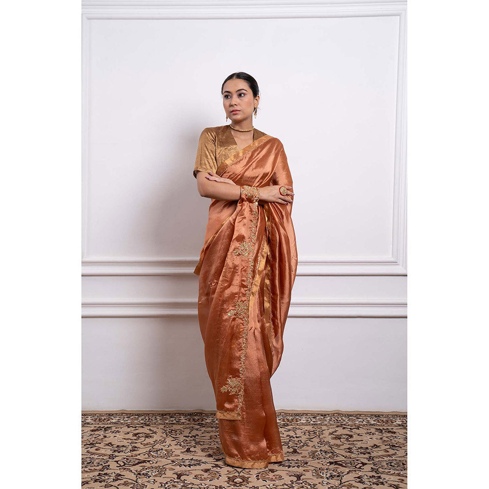 Vinusto Silk Embroidered Zari Saree and Stitched Blouse