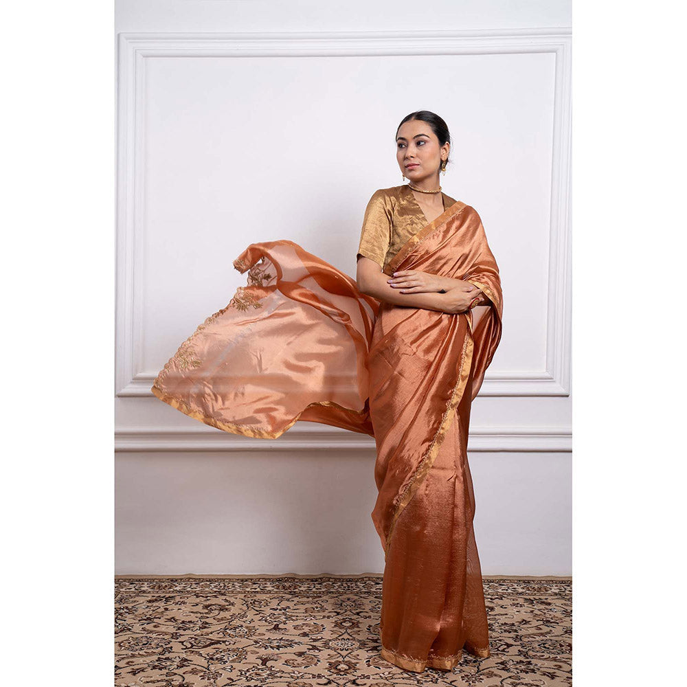 Vinusto Silk Embroidered Zari Saree and Stitched Blouse